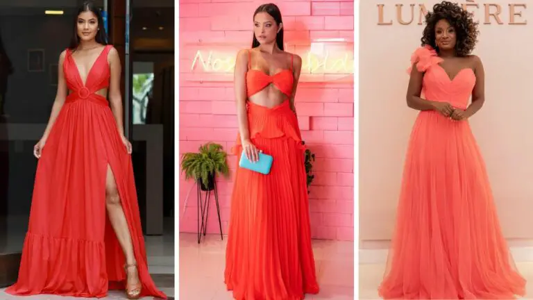 Vestido coral e laranja: 40 ideias para looks de festa