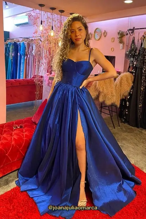 Vestido longo azul royal
