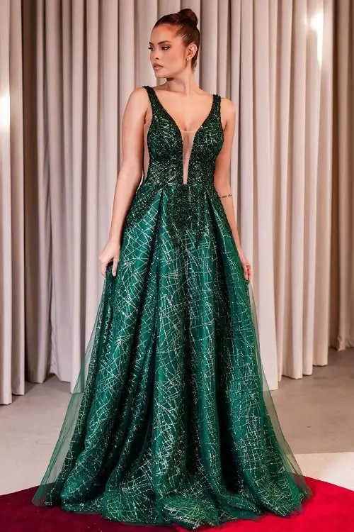 Vestido longo verde esmeralda